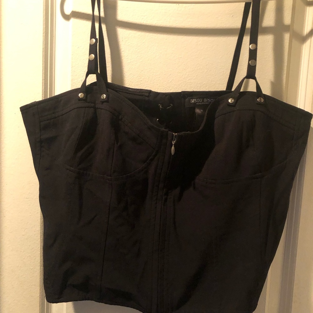 Black Bustier Corset Top Ties in the Back by Bisou Bisou